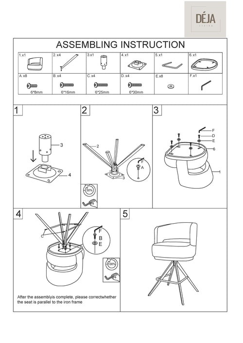 DÉJA Living Barstoel Louis - Stof/Metaal - Taupe - Set van 2 - vtwonen shop