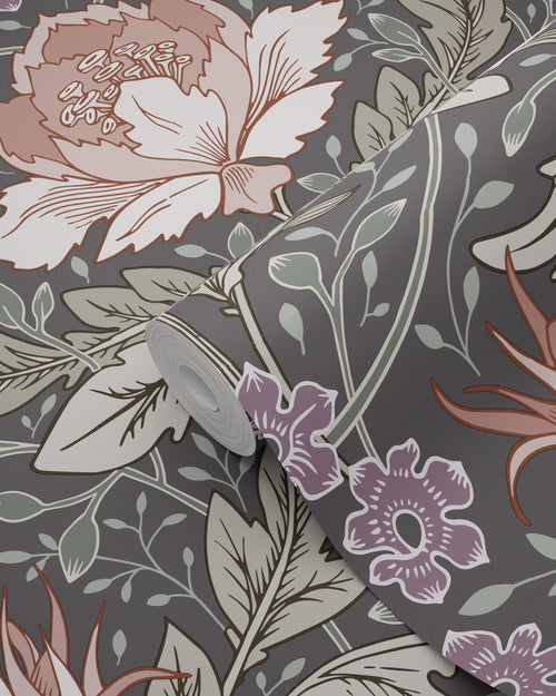 ESTAhome behang vintage bloemen in art nouveau stijl vergrijsd groen en bruin - 50 x 900 cm - 131084 - vtwonen shop