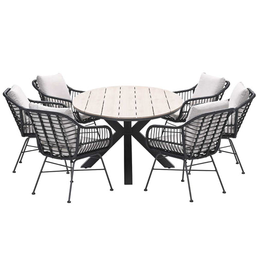 Garden Impressions tuinset Lucas - Tulli zwart - light teak look - 7-delig