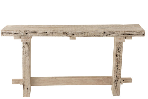 J-Line console Brut - hout - wit/naturel
