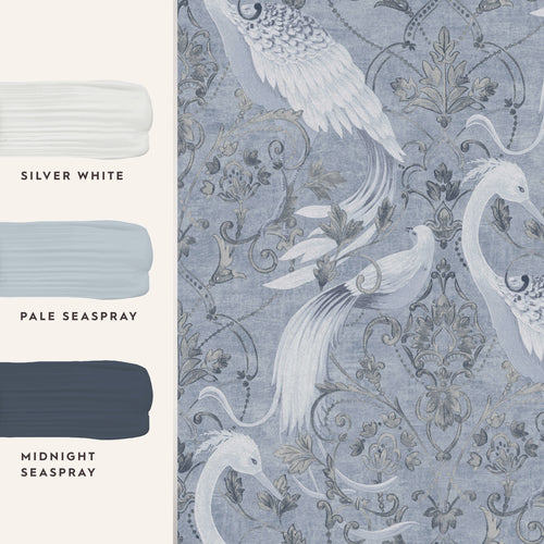 Laura Ashley Vliesbehang - Tregaron Midnight Blue - Blauw 10mx52cm - vtwonen shop