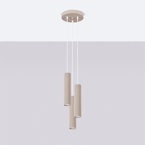 Sollux Lighting Hanglamp KARBON 3P taupe - 19,5x19,5x108cm