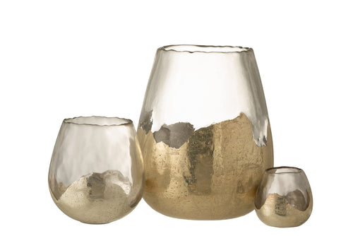J-Line windlicht Zoe Rond - glas - goud - large - vtwonen shop