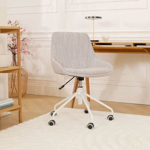 Nolon Nout-Isa Bureaustoel Beige Gemêleerd - Stof - Wit Onderstel - vtwonen shop