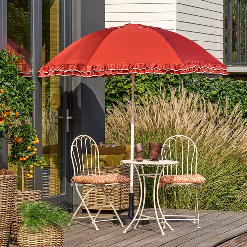Mica Decorations Kantelbare Parasol met Streepprint - Stokparasol 238 x Ø195 cm - Tuin of Balkonparasol - Polyester, Staal - Geel, Roze