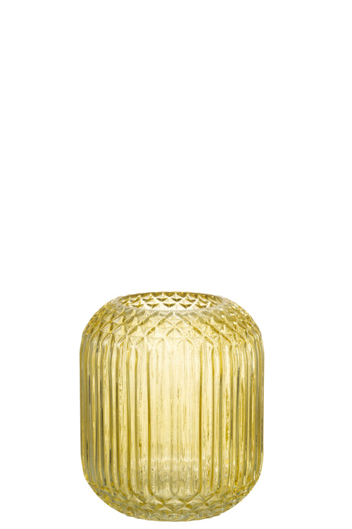 J-Line vaas Recht Geslepen - glas - geel - small - Ø 14.5 cm