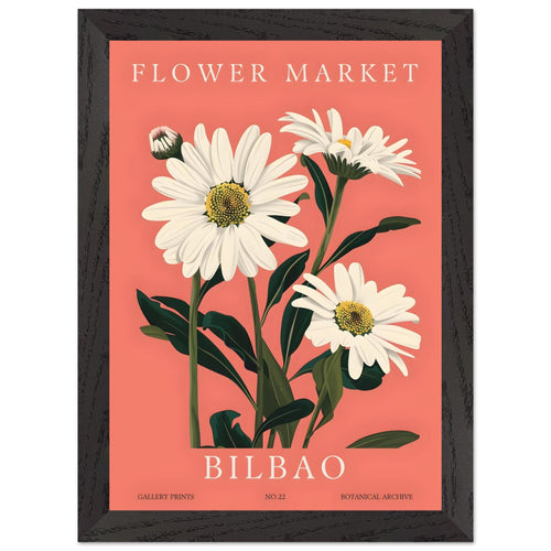 Artfulprints Poster met Lijst Flower market - Bilbao   - A4 21x29.7 cm - Roze