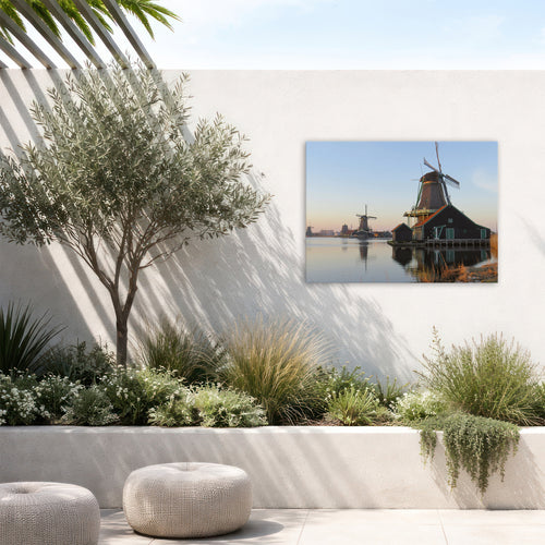 Art for the Home Buitencanvas - Nederlandse Molens aan het water - 50x70cm