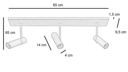 Highlight spot Trend - 3 lichts - 65  x 24   cm - zwart - vtwonen shop