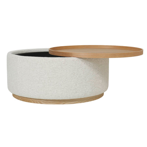 DÉJA Living Salontafel Marcia - Rond Beige/Naturel - Incl. Opbergruimte - Ø83cm