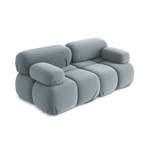 LaMiaSofa Tweezits modulaire bank Sanremo - velours - lichtblauw - 190x96x70
