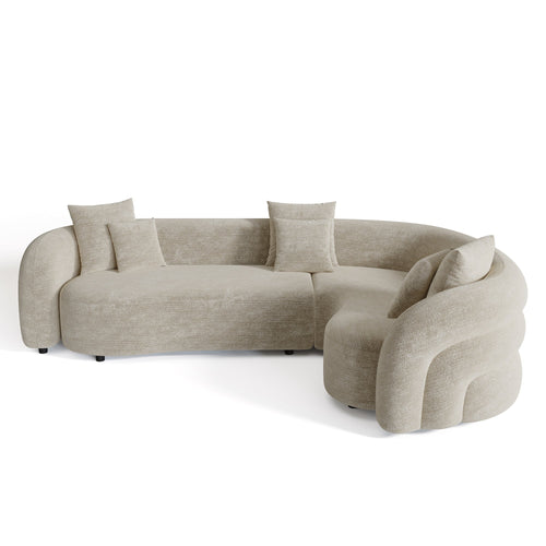 Sia Home - Hoekbank rechts VICTORIA - Fluweel met structuur - Mol - 290cm