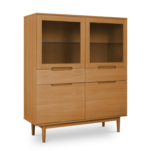 Furnhouse vitrinekast Kerteminde - Natuurlijk eikenhout - MDF, Eikenfineer, Glas - 45x124x146