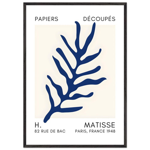 Artfulprints Poster met Lijst Matisse – Ocean flora navy blue II   - 70x100 cm - Blauw