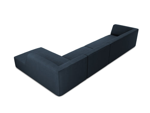 Micadoni rechter hoekbank Ruby 5-zits, structurele stof, marineblauw - 180x366x69cm
