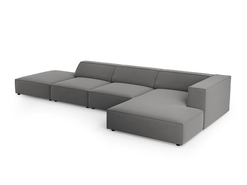 Cosmopolitan Design rechter hoekbank Arendal 5-zits, flueel, cement - 166x341x70cm