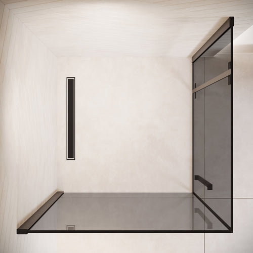 Badplaats Douchecabine Vancouver 90 x 90 x 190 cm - Zwart - Rookglas - Douchewand met Draaideur