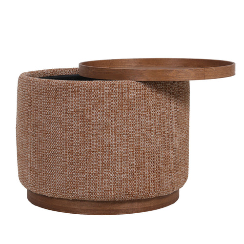 DÉJA Living Salontafel Marcia - Rond Terra/Walnoot - Incl. Opbergruimte - Ø55cm