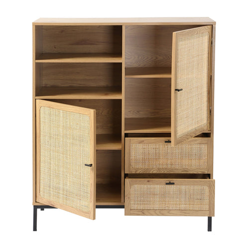 Calicosy - JAYA Hoog dressoir - Licht hout - 40x100x120 cm