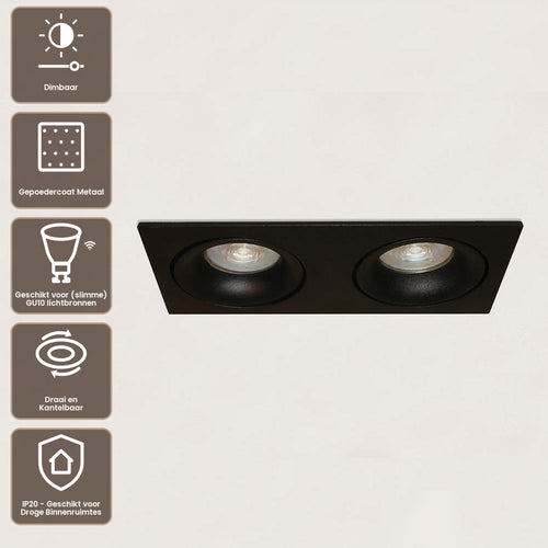 Artdelight Inbouwspot Alice 2L - Zwart