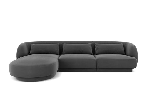 Cosmopolitan Design linker hoekbank Tulum 4-zits, flueel, grijs - 156x255x70cm