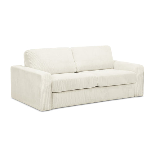LaMiaSofa 3-zits slaapbank Como - ribfluweel - lichtbeige - 195x100x80