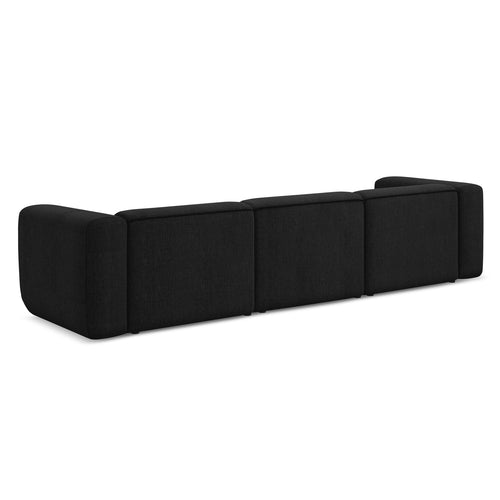 LaMiaSofa 4-zits bank Bari - chenille stof - zwart - 319x89x70