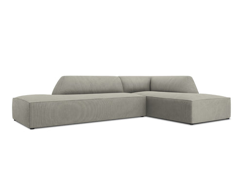 Micadoni rechter hoekbank Ruby 4-zits, ribfluwelen, lichtgrijs - 180x273x69cm