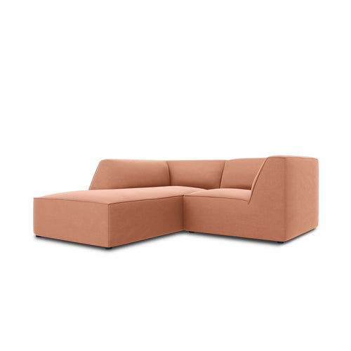 Cosmopolitan Design - Modulaire hoekbank links Siena 3-zits, flueel roze - 180x186x69cm