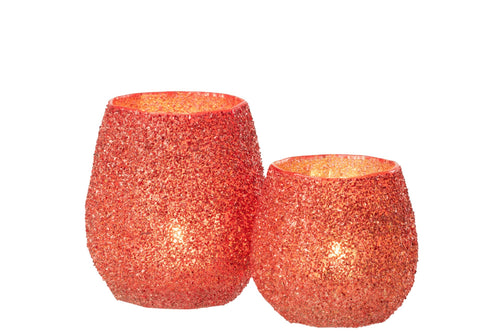 J-Line theelichthouder - glas - rood - large