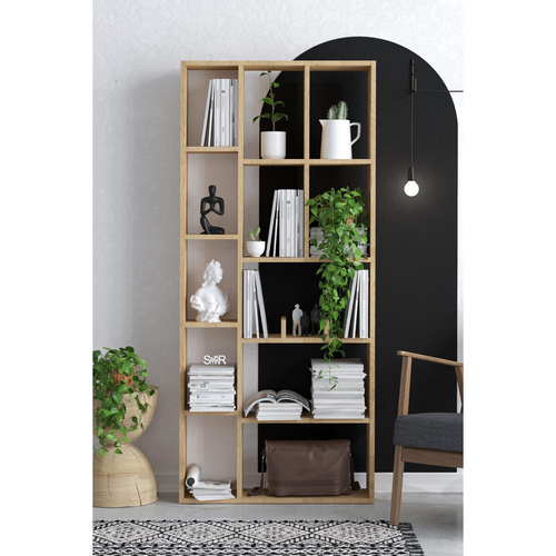 Calicosy - DEMIOS Boekenkast Woonkamer - Hout - 18x75x170 cm