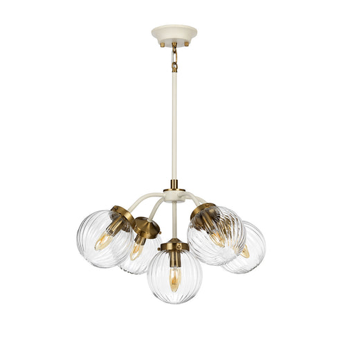 Cosmos Retro 5-lichts hanglamp Globe glazen kappen