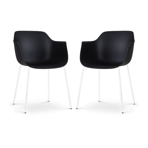 Nolon Nora-Puk Eetkamerstoelen Set van 2 - Zwart - Wit Onderstel