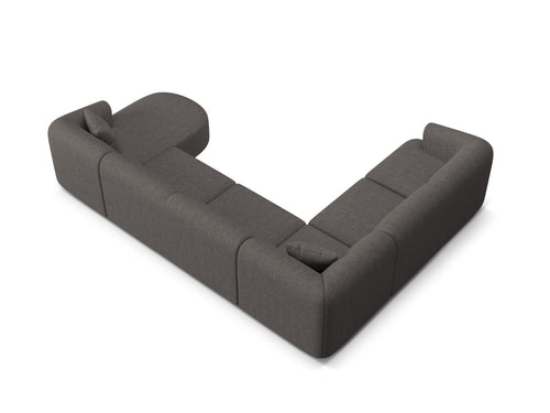 Cosmopolitan Design Modulaire panoramische hoekbank links Campi 7-zits, structurele stof grijs - 255x330x70cm