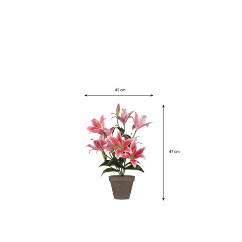 Mica Decorations Tijgerlelie Kunstplant in Bloempot Stan - H47 x Ø45 cm - Fuchsia