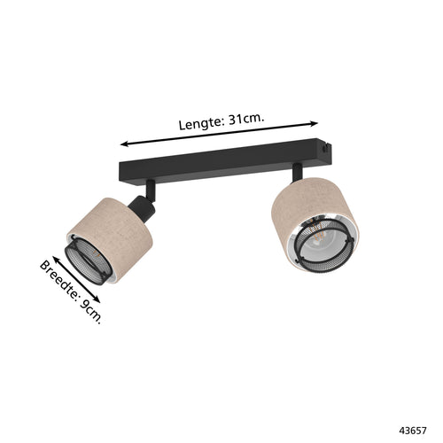 EGLO spot Rosley - e14 - 31 cm - zwart/bruin - textiel - vtwonen shop