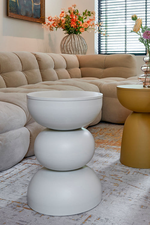 Mica Decorations Luna Bijzettafel - H46 x Ø32 cm - IJzer - Off-white - vtwonen shop