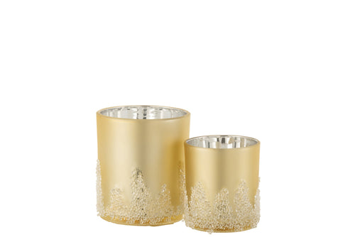 J-Line windlicht Suiker - goud - large - 2 stuks