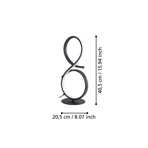 EGLO tafellamp Serpins - led - 40,5 cm - zwart/wit