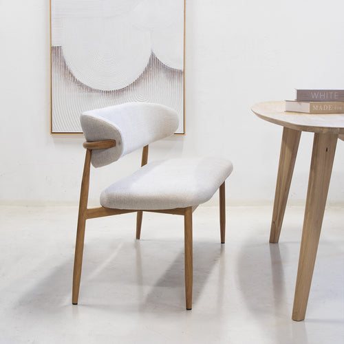 Giga Meubel Eetkamerbank Alexia - Stof - Beige/Naturel - 200x55x77cm