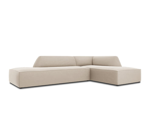 Micadoni rechter hoekbank Ruby 4-zits, flueel, beige - 180x273x69cm