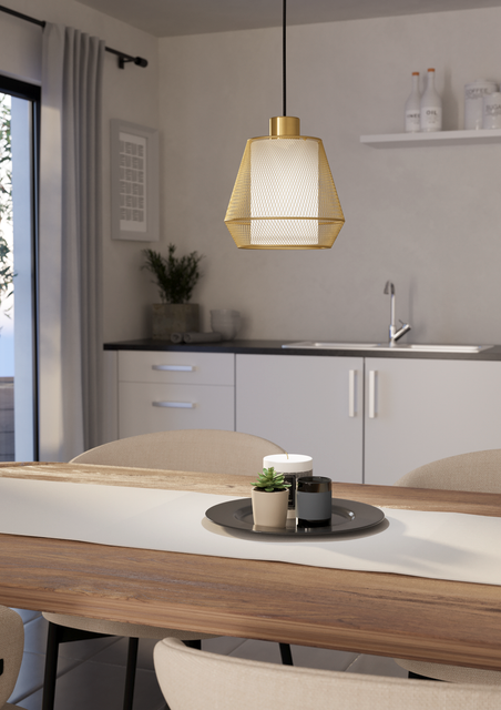 EGLO hanglamp Ciudadela - e27 - ø 18 cm - zwart/goud/wit - textiel - vtwonen shop