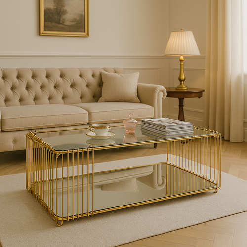 Kare Design Salontafel Wire Double 120x60cm goud - vtwonen shop