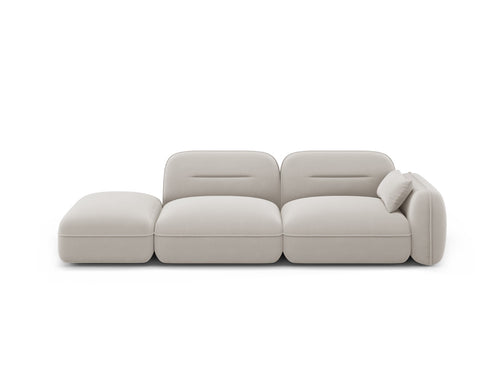 Cosmopolitan Design linker modulaire bank Sydney 3-zits, flueel, lichtbeige - 90x295x70cm