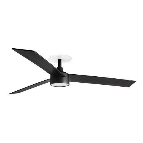 Faro Rudder Rudder inbouw plafondventilator 132 cm LED matzwart, walnootkleurige bladen CCT, 3 omkeerbare bladen