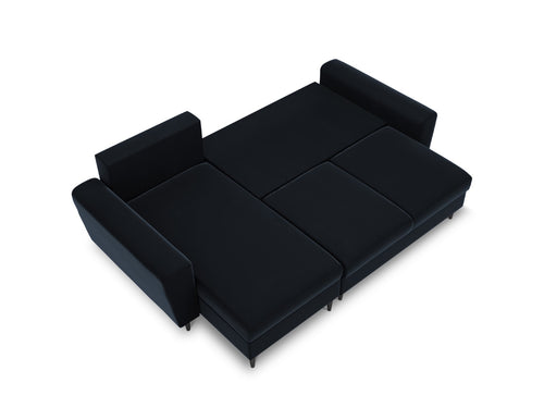 Cosmopolitan Design Omkeerbare converteerbare hoekbank met opbergdoos Kyoto 4-zits, flueel donkerblauw - 145x241x88cm