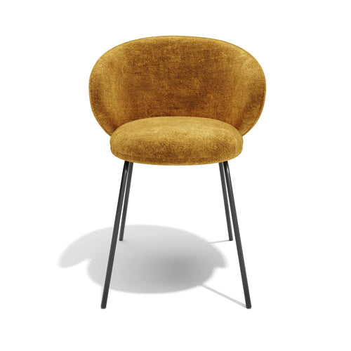 Sia Home - Eetkamerstoel LUNA - Fluweel met structuur - Mosterd - 53.5cm - vtwonen shop