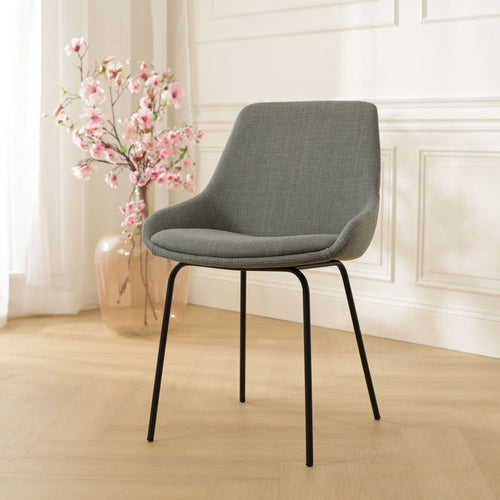 Nolon Nora-Isa Eetkamerstoel Saliegroen - Stof - Zwart Onderstel - vtwonen shop