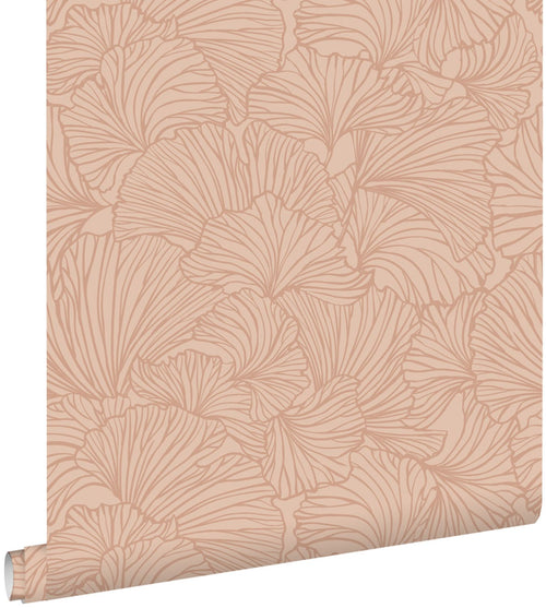ESTAhome behang ginkgo bladeren licht terracotta - 53 cm x 10.05 m - 139490