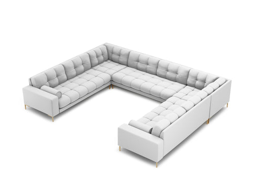 Cosmopolitan Design Panoramische bank Bali 9-zits, structurele stof, lichtgrijs - 256x327x75cm